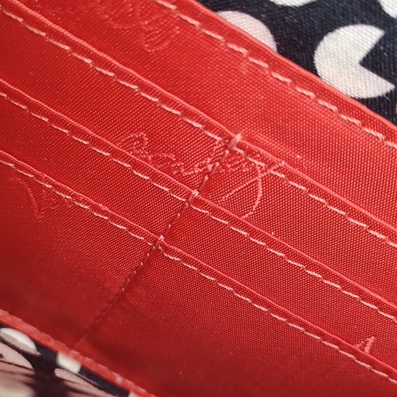 Vera Bradley Coral Red Faux Leather Accordian Style Zip Around Wallet - Picture 12 of 16